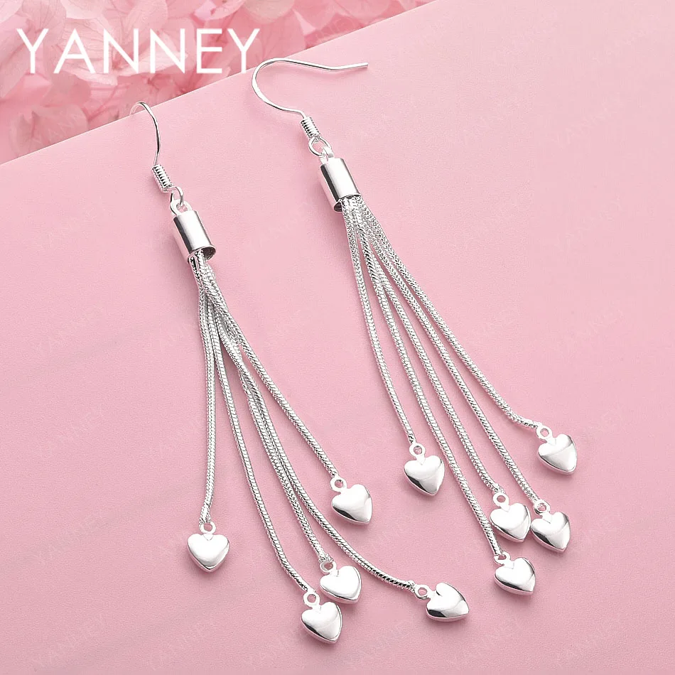 

Изысканные серьги-подвески в форме сердца из стерлингового серебра 925 пробы с кисточками для женщин, модные свадебные украшения, подарочные аксессуары