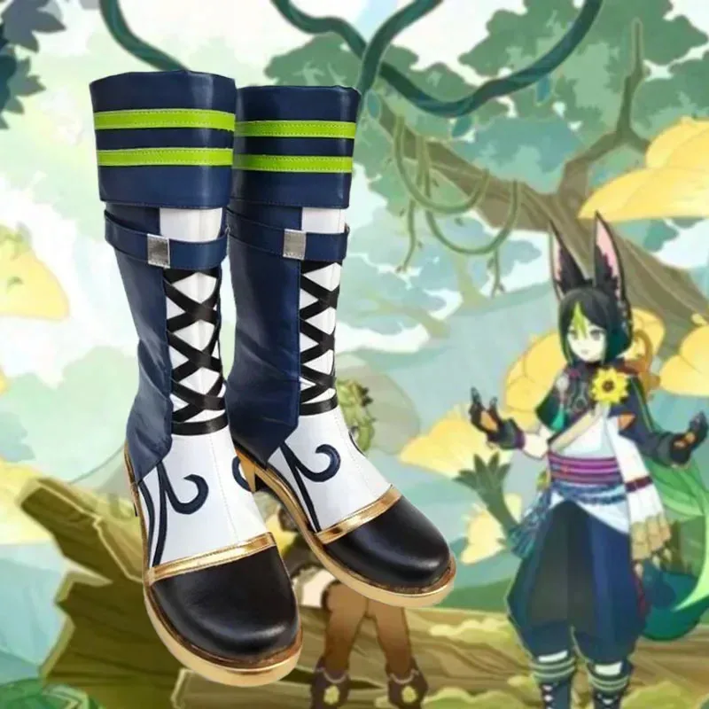 

2025 RealCos Genshin Impact Tighnari Game Cosplay Shoes Boots Halloween Carnival Fancy Party Props Cos Wig Headdress Custom Made