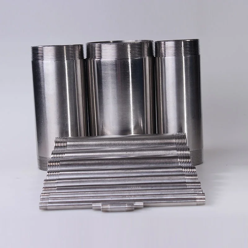 Stainless Steel SS304 100mm Length Water Connection  Male X Male Threaded Pipe Fittings