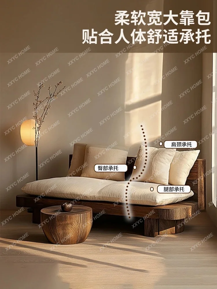 LSandy Wind Solid Wood Platform Sofa Superior Sense Homestay Hotel Reception