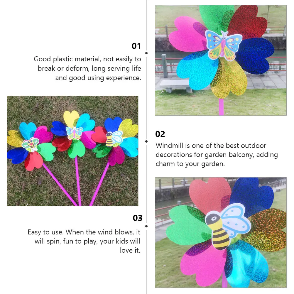 

10 Pcs Windmill Decorations Multicolored Windmills Colorful Spinning Rotating Garden Decorative