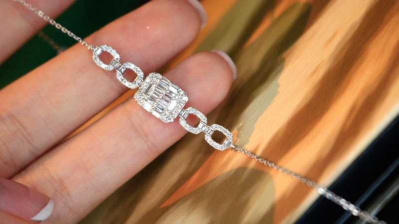 KUGG 100% 18K White Gold Bracelet Fashion INS Style 0.55carat Real Natural Diamond Bracelet for Women High Anniversary Gift