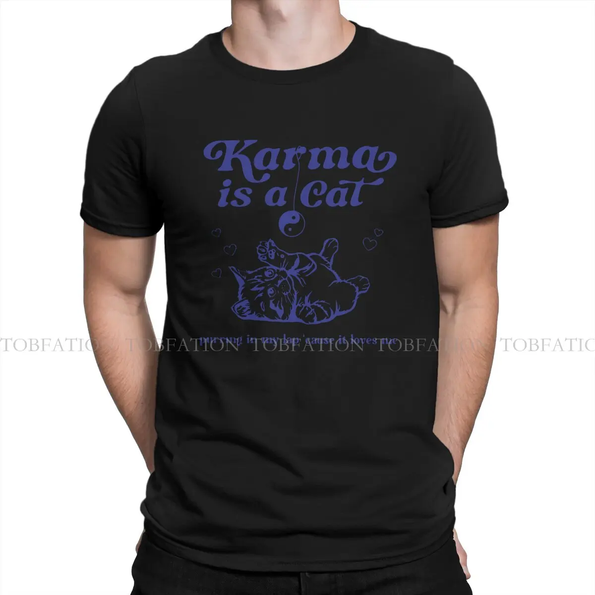 KARMA IS A CAT Play Ball T Shirt Classic Graphic Teenager Summer Oversized Cotton Men's Clothes Harajuku Crewneck TShirt