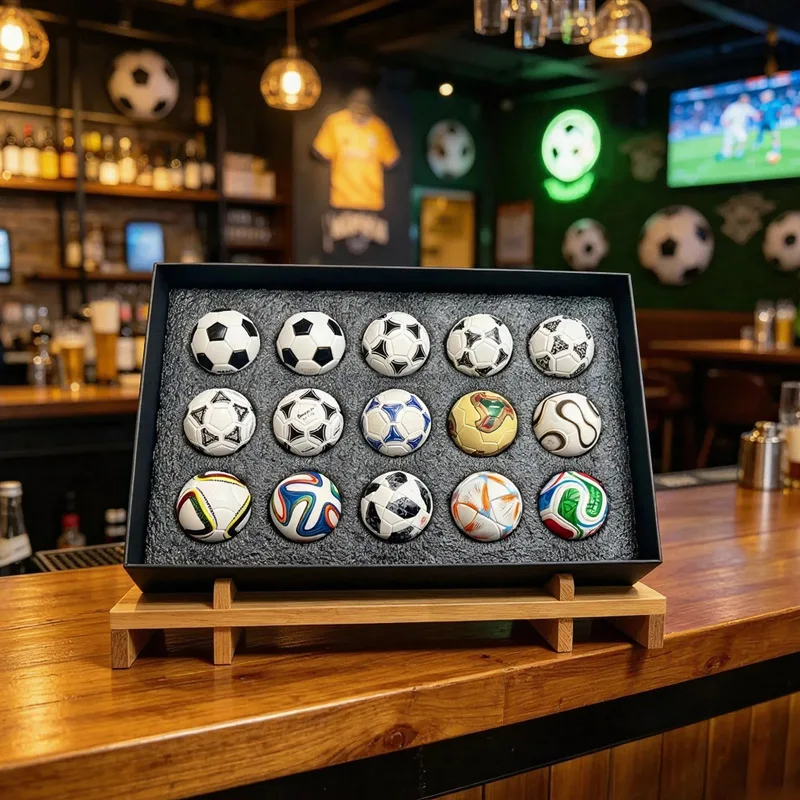 

1970–2026 Mini Soccer Ball Collection Set, 18PCS Replica Footballs with Display Box,Memorabilia Gift for Soccer Fan Keepsake