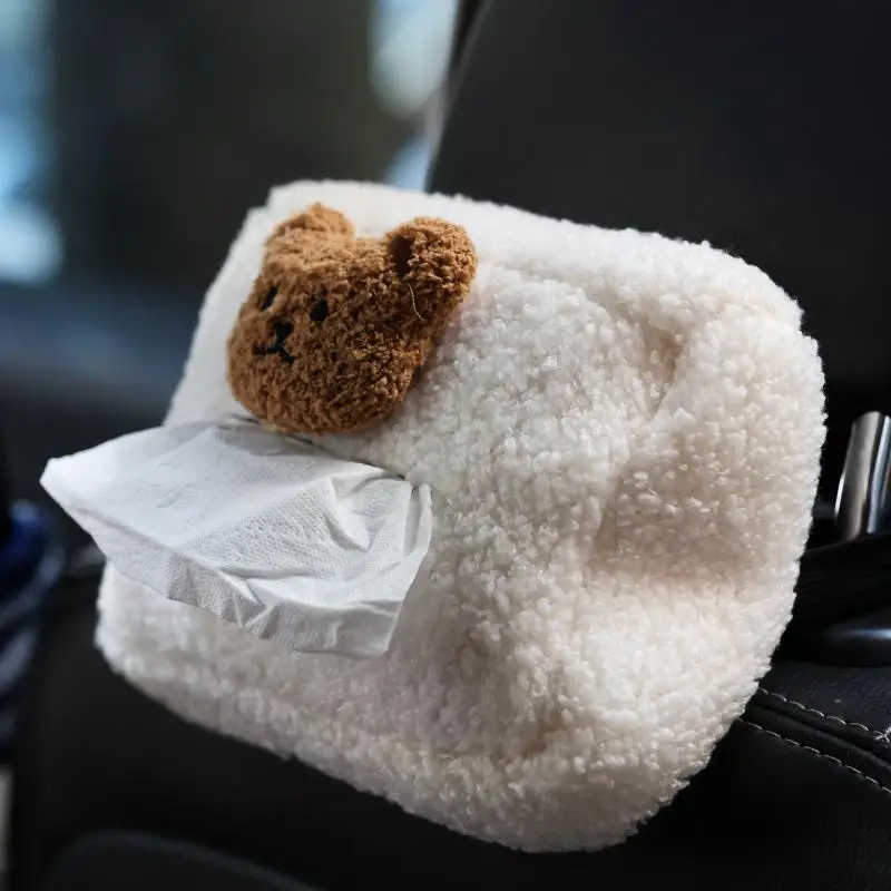 Instagram Cartoon Bear Car Drawer Box Creative Chair Back Drawer Box Car Hanging Drawer Bag Tissue Box