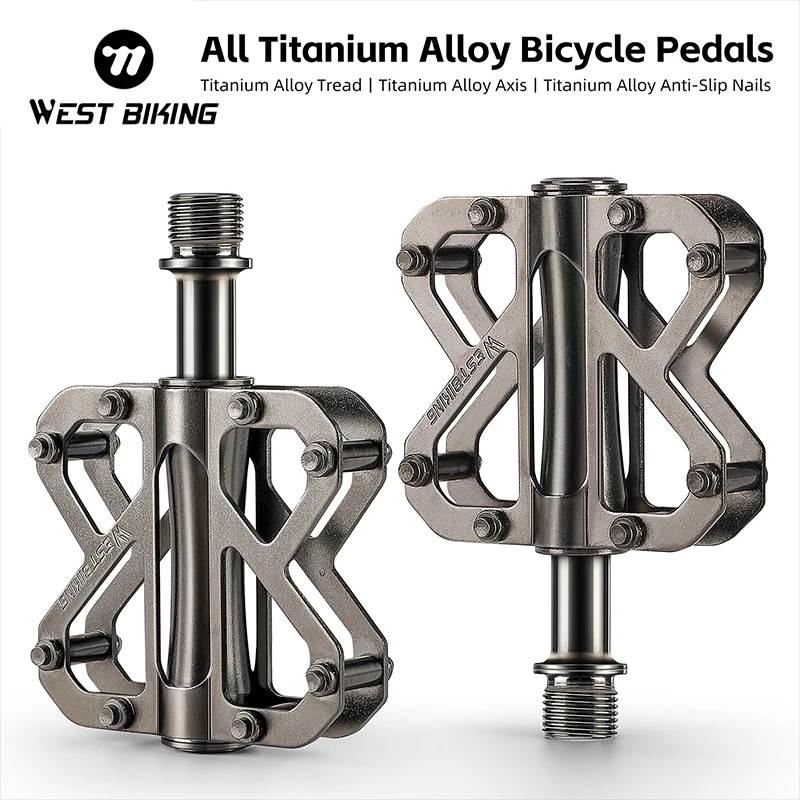 WEST BIKING 3 Bearings Bicycle Pedals All Titanium Alloy Non-Slip Waterproof Bike Universal Platfor Road Bicycle Accessories