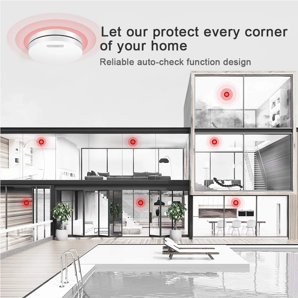 CPVAN-Detector de humo independiente, fotoeléctrico independiente, 85dB, alarma de sonido, Sensor de Fumar para seguridad del hogar