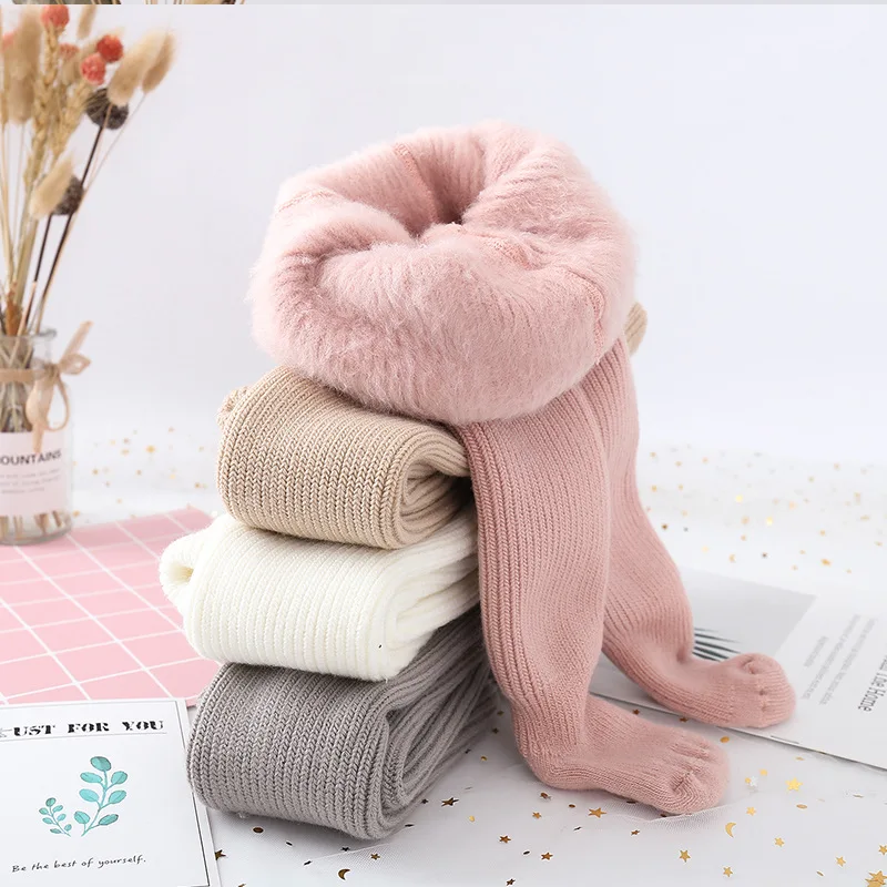 Winter Newborn Baby Tights For Girls Thicken Warm Velvet Pantyhose Knitted Baby Girl Clothes Stockings Casual Tights