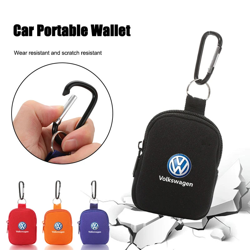 Car Mini Portable Pouch New Waist Bag Keychain Zipper Pocket Storage Organizer For VW Volkswagen Golf Passat Touran Jetta Tiguan view 2