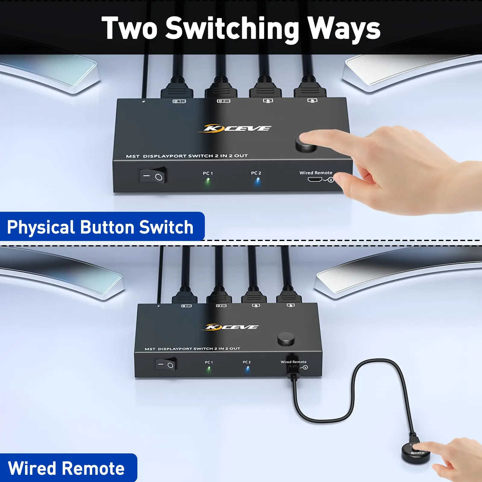 Imagem -04 - Displayport Switch Splitter 1.4 Mst Hub Dp1.4 Switcher Box em Out Suporta 4k Compatível com Desktop e Laptop