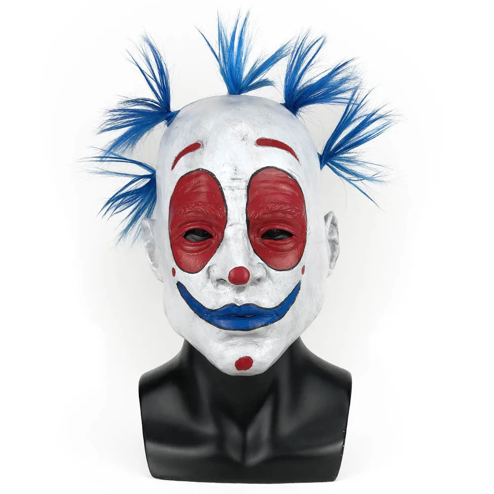 Joker Mask Cosplay Adult Blue Hair Clown Red Face Latex Masks Helmet Halloween Carnival Dress Up Party Costume Props