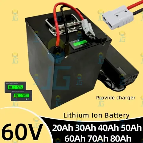 Batterie Lithium-Ion 60V 20Ah 30Ah 40Ah 50Ah 60Ah 70Ah 80Ah 2KW 4KW 3KW 5KW pour camping-car 3000w moto + chargeur