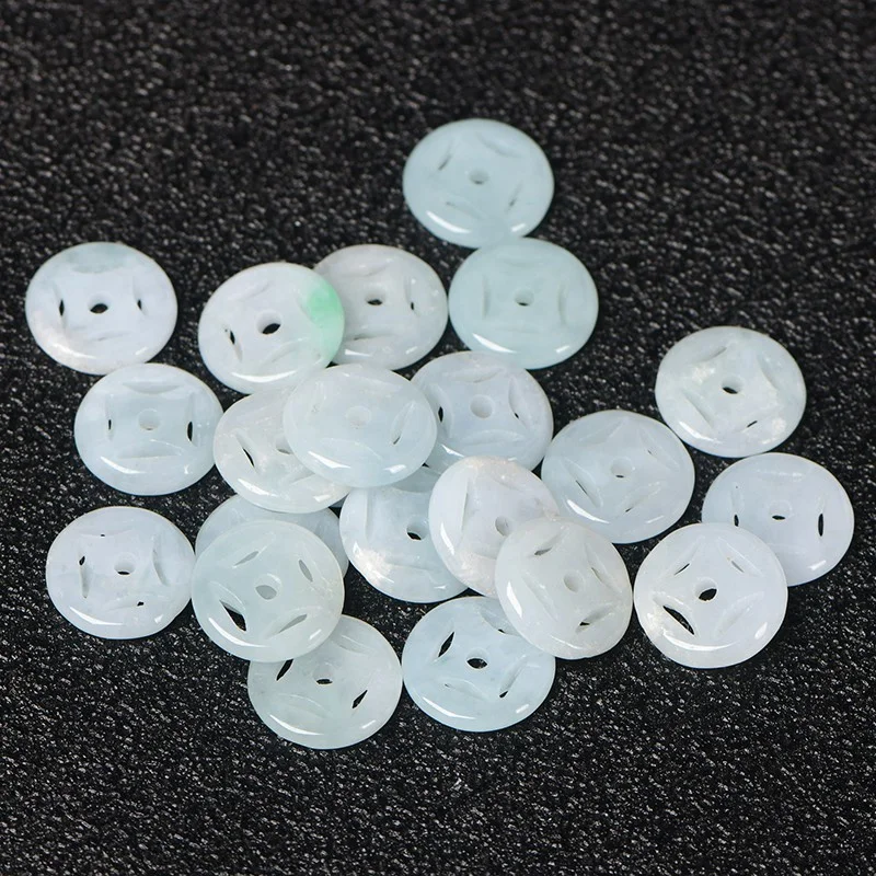 5A Natural Jade Coin Fortune Lucky Single Bead DIY Beads Crystal Jewelry Making