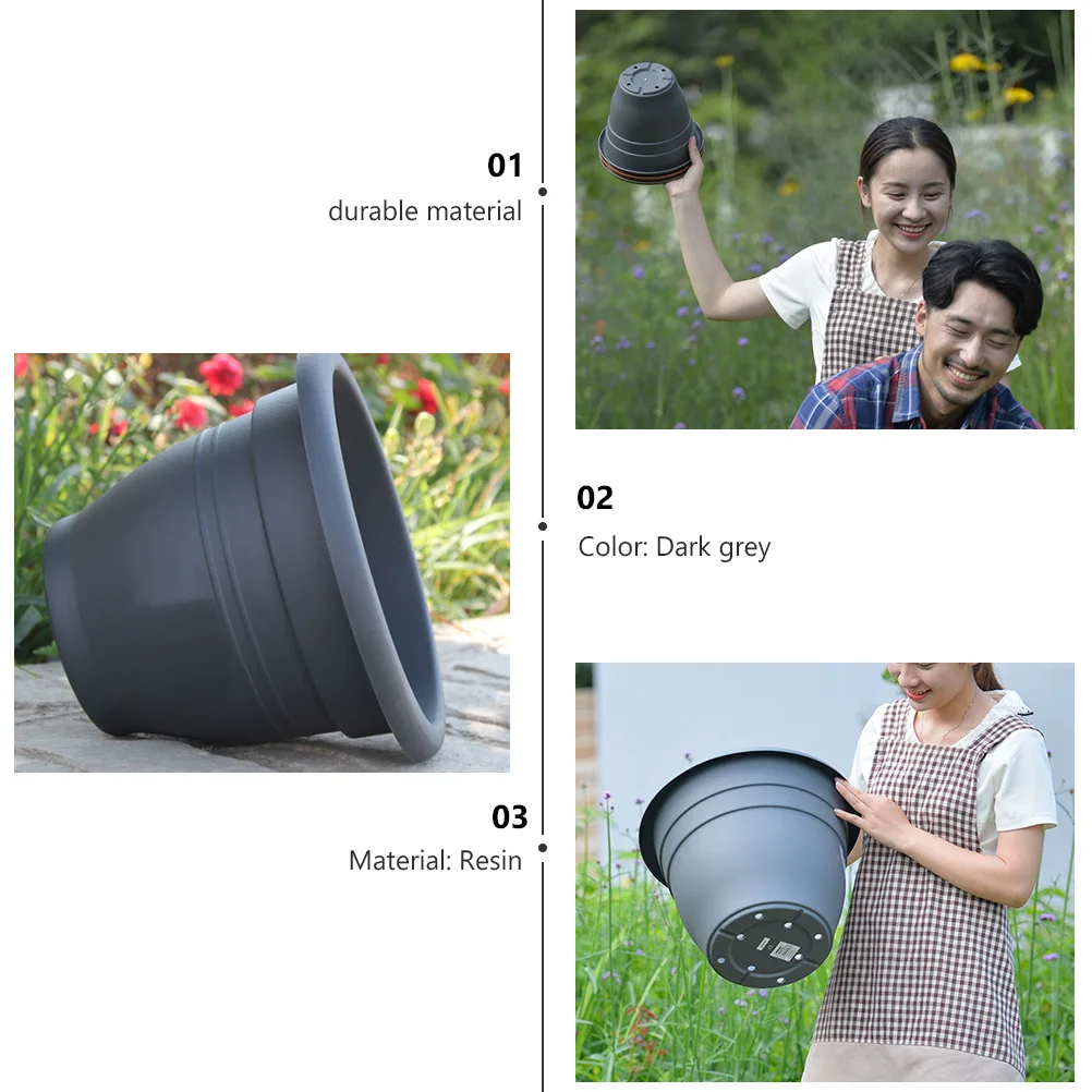 

3pcs Plastic Flower Pot Durable PP Resin Planter Pots Balcony Garden Home DIY Round Plants Container