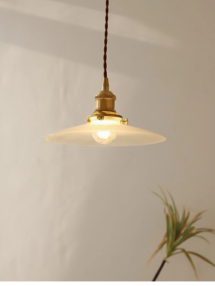

Milk White Glass LED Pendant Lights Cafe Loft Bar Bedside Living Dining Room E27 wall lamp Japanese Vintage Copper Hanging lamp