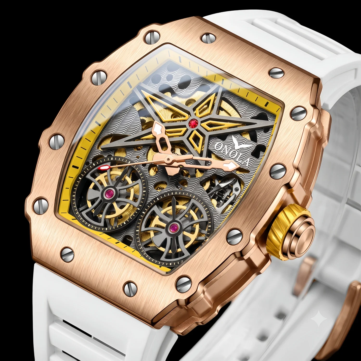 New Full Automatic Mechanical Men Watch ONOLA Brand Fashion Hollow Luxury Watches Men Waterproof Clock