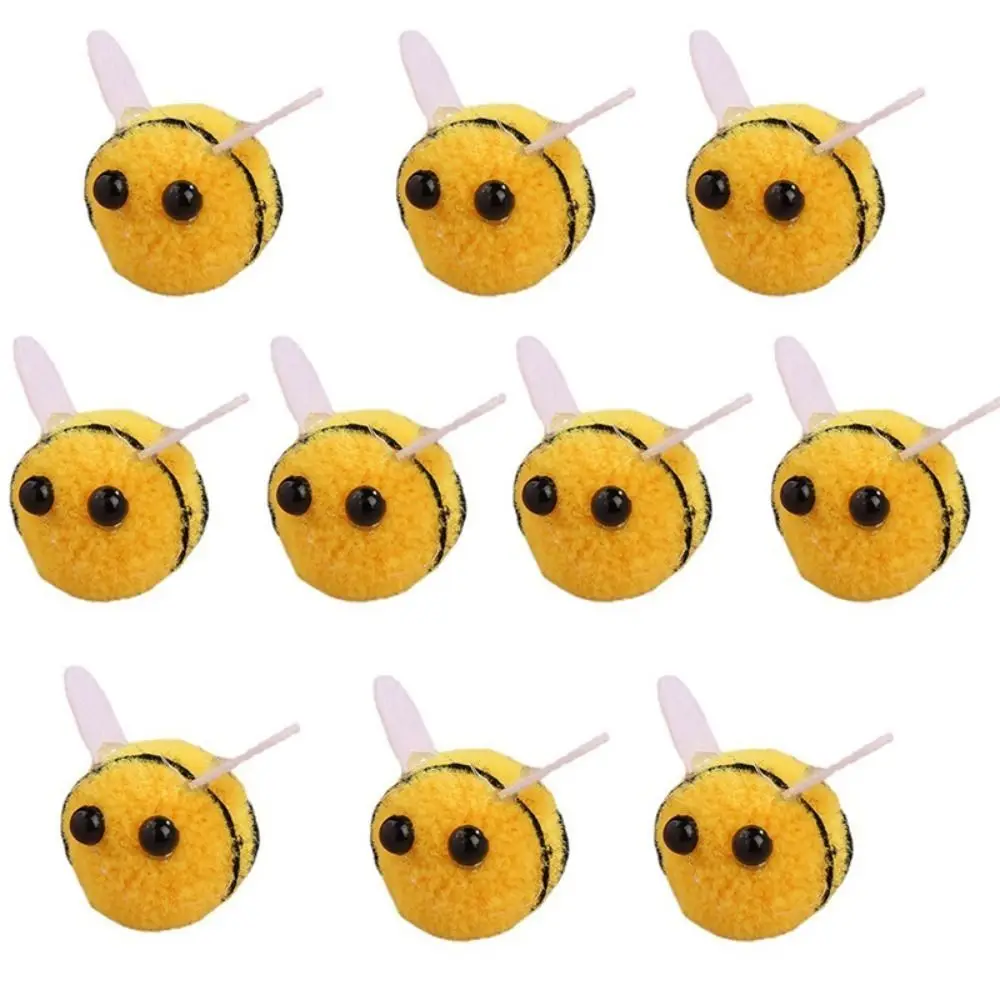 10pcs Yellow Wool Felt Little Bee Handmade Material Felt Ball Creative Artificial Bees Crafts Cute Mini Bee Clothing Decor