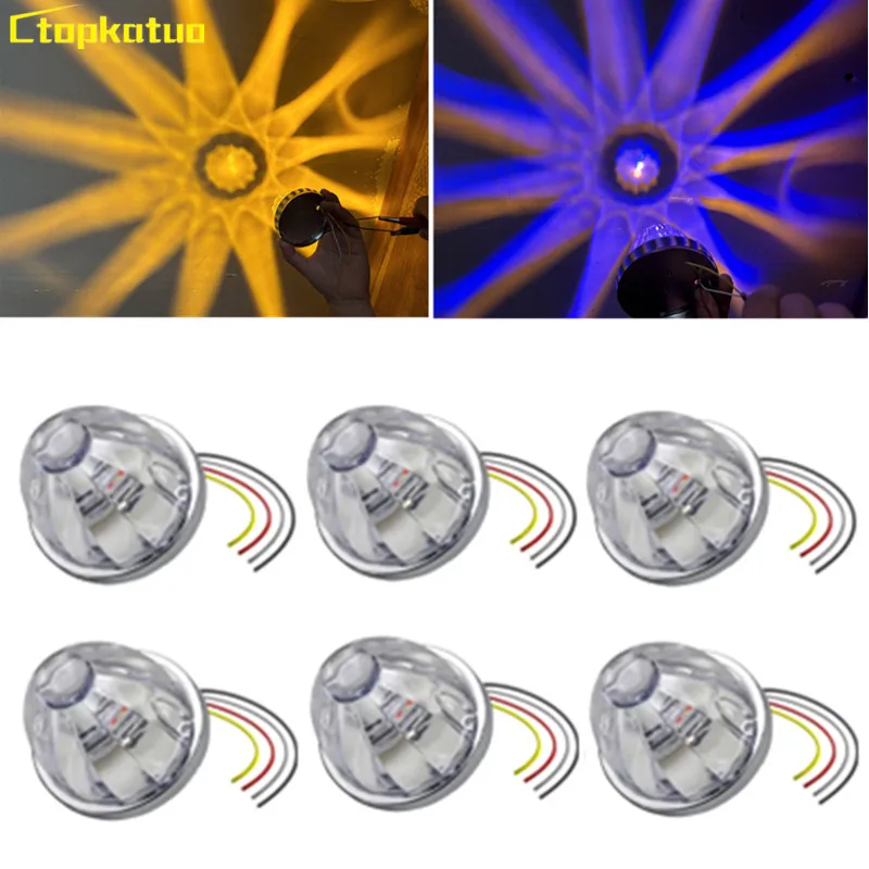 6PCS Big Sunflower Side Lamp Clearance LED Side Marker Light Truck Trailers 12V 24V Dual Color With Glow Strobe Warning Light