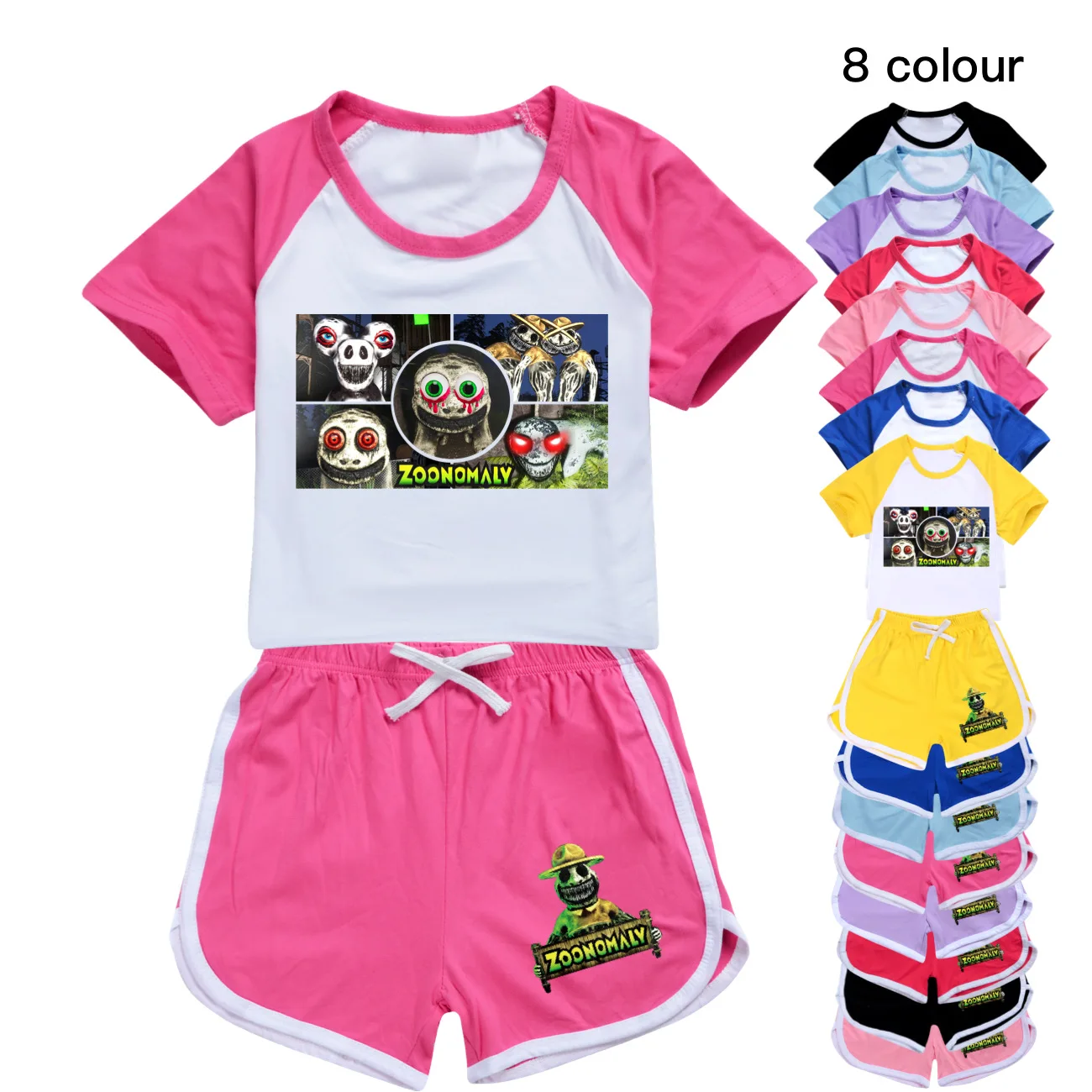 Game ZOONOMALY Kids Casual Sets Summer Spring Short Sleeve T-shirt Tops + Boys Cute Cartoon Pants Sets Girls Outfits Pyjamas