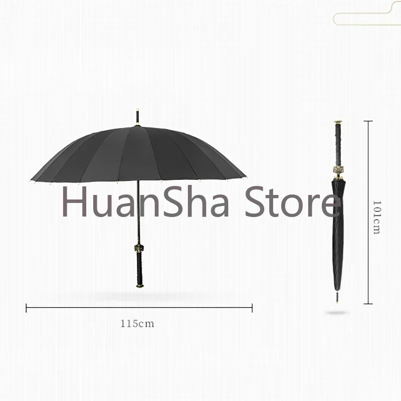 Men Long Handle Uv Umbrella Japanese Waterproof Durable Katana Reinforced Rain Umbrella Golf Large Lightweight Paraguas Umbrella