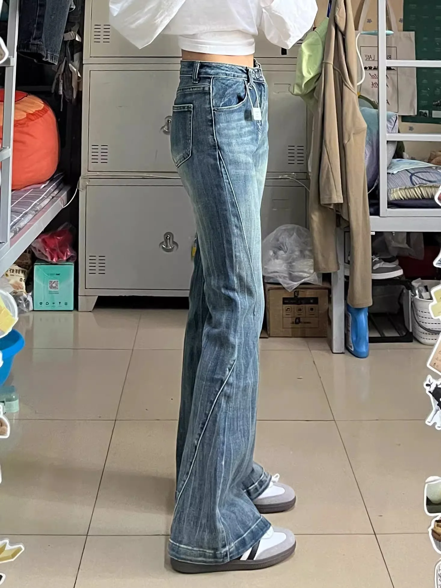 

High Waist Bell Bottom Jeans Women's Denim Pants Autumn Winter plus Size Slimming Elastic Vintage Blue Micro Flare