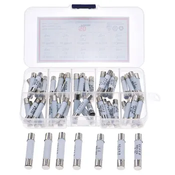 50 peças 6mm * 30mm 250v kit de sortimento de tubo de fusível cerâmico de sopro rápido pacote misto 0,5a 1a 2a 3a 5a 10a 15a 20a 25a 30a