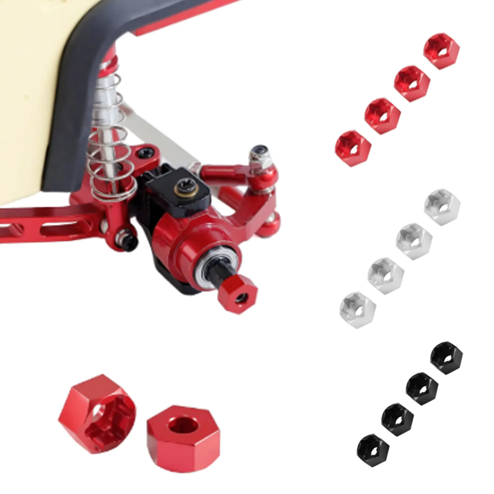 4Pcs 5mm to 7mm/12mm Hex Wheel Hub Adapters Conversion for Axial SCX24 1/24 Wheels on WPL D12 1/10 MN 1/12 RC Car Upgrade Parts