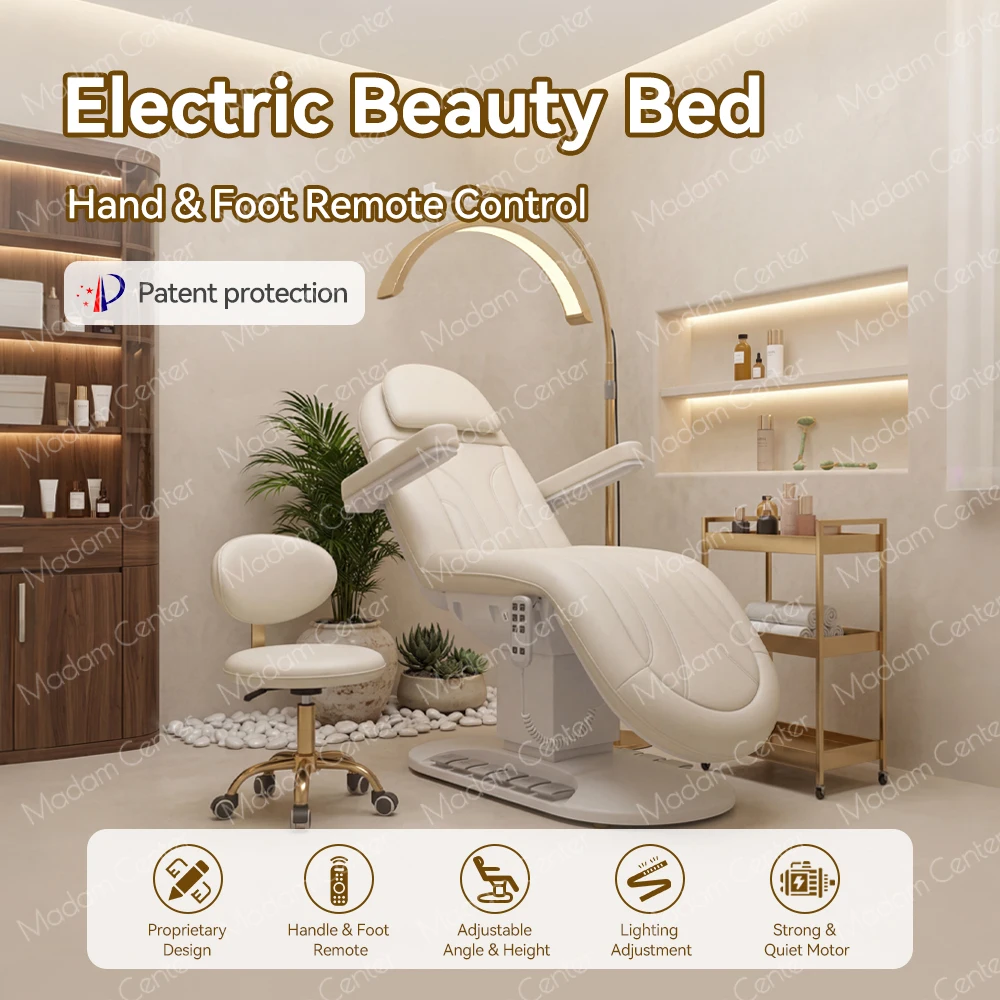 Madamcenter Facial Room Electric Beauty Cosmetic Couch Bed Reclining Esthetician Cosmetology Bed Facial Electric Medical Spa Bed