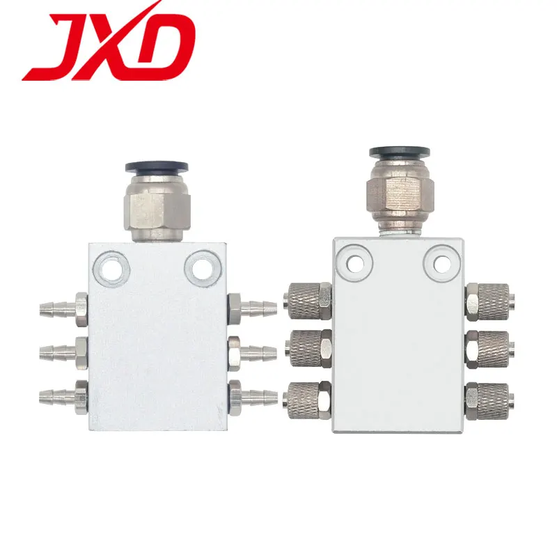 

JXD 6 Ways Metal Air Joint 1 IN 6 Out 4MM 6MM Air Hose Pneumatic Distributor Manifold Connector