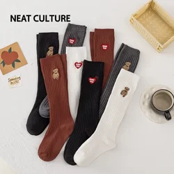 Children Baby Korean Cartoon Bear Heart Stitch Knee High Long Socks Autumn Spring Solid Color Stockings for For Girl Boys Cheap