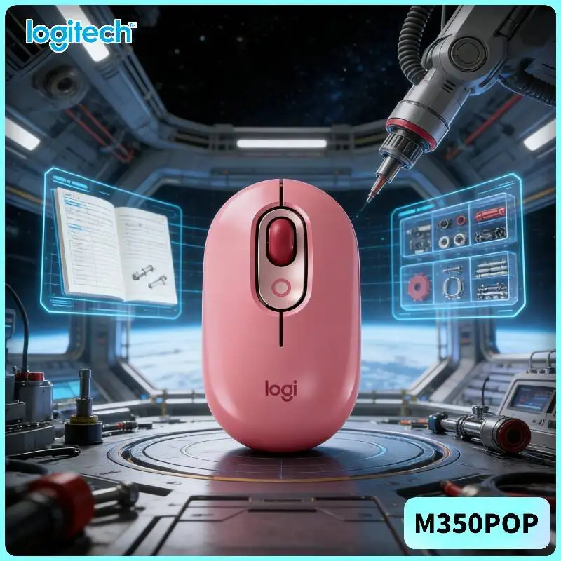 Quiet Click Logitech   POP Mouse Dual Connectivity 10m Range Ergonomic Grip for Elderly User Comfort and Easy Computer Use