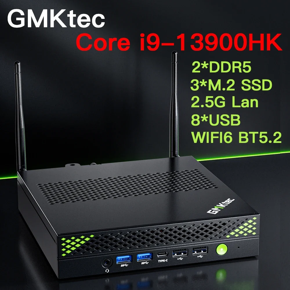 GMKtec K10 MINI PC 13. rdzeń i9-13900HK Windows 11 Pro 2*DDR5 3*PCIE SSD WIFI6 BT5.2 2.5G Lan Desktop Mini PC Komputer do gier