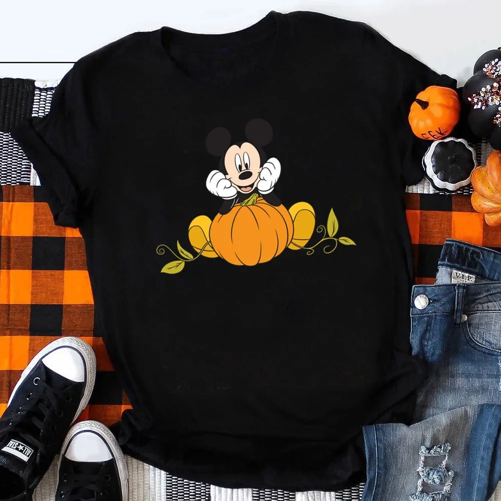 Funny Mickey Minnie Mummy Print Disney Children Cotton T Shirts Trick Treat Fashion Halloween Cute Kid Clothes Girls Streetwear