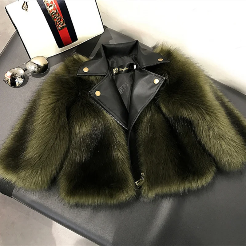 Girls Fur Coat Jacket Cotton Outwear Overcoat 2023 Cute Warm Thicken Plus Velvet Winter Autumn Teenager Fuzzy Children\'s Clothin