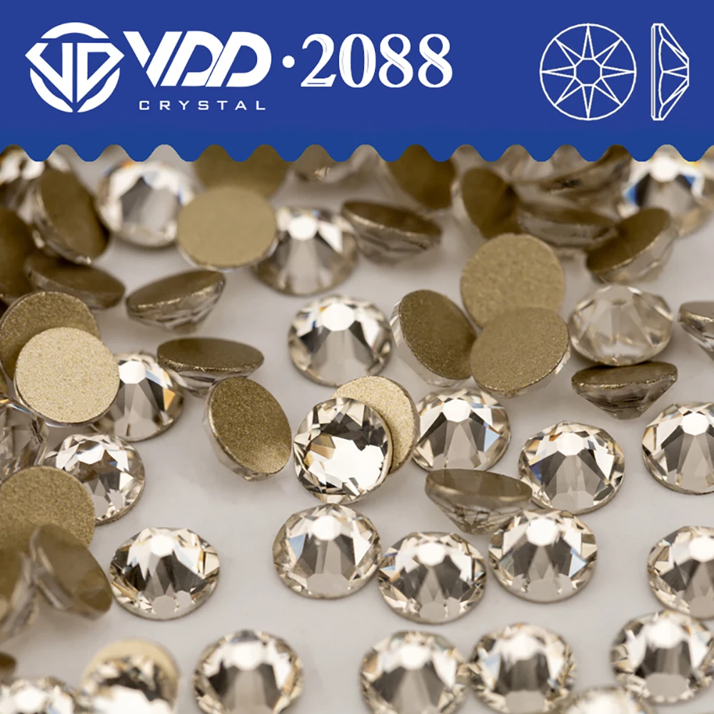 VDD SS6-SS50 Hochwertiges AAAAA-Glas 2088 Strasssteine Kristall Flatback 8 große 8 kleine Strasssteine für DIY Nail Art Dekorationen – Detail 2