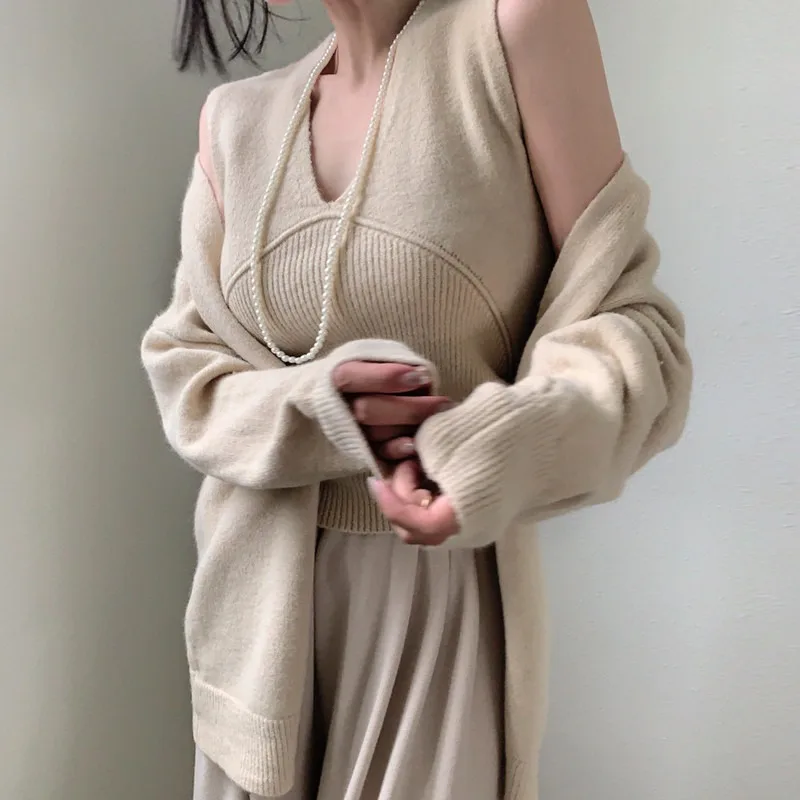 

Шикарный осенний винтажный вязаный жилет, женский длинный базовый слой све, верхняя одежда, комплект Faion, комплект для поездок на работу, размер для взрослых