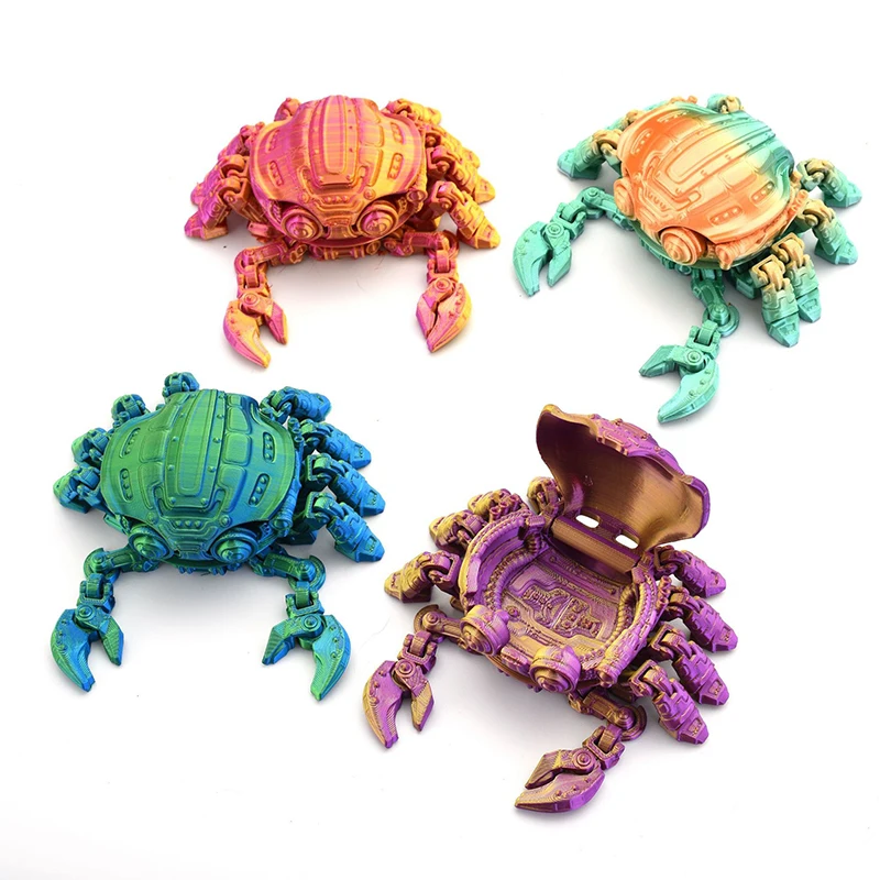 

3D Printed Cyberpunk Mechanical Crab Movable Joints Articulated Crab Model Openable Creative Kids Gift Toy Home Decor Ornament
