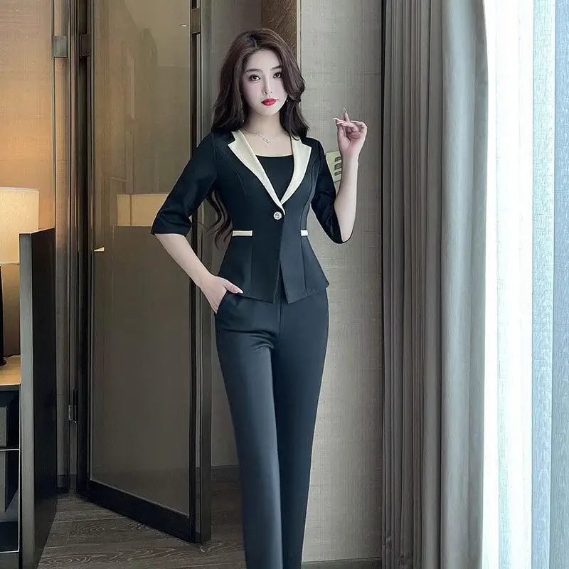 Foot Bath SPA Technician Uniform Hotel Waiter Beauty Salon Massage Nail Art Sauna Work Clothes Print Logo Mid Sleeve Pants Set
