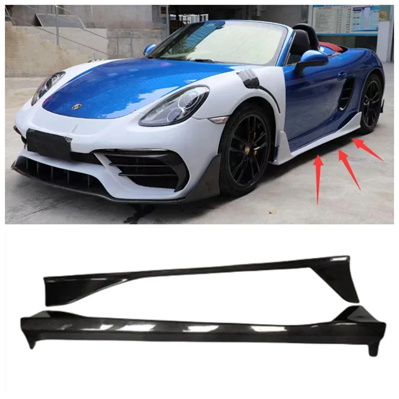 

For Porsche Cayman Boxster 981 2013 2014 2015 2016 Rear Carbon Fiber Bumper Side Skirts Kit Lip Splitters Protective Cover