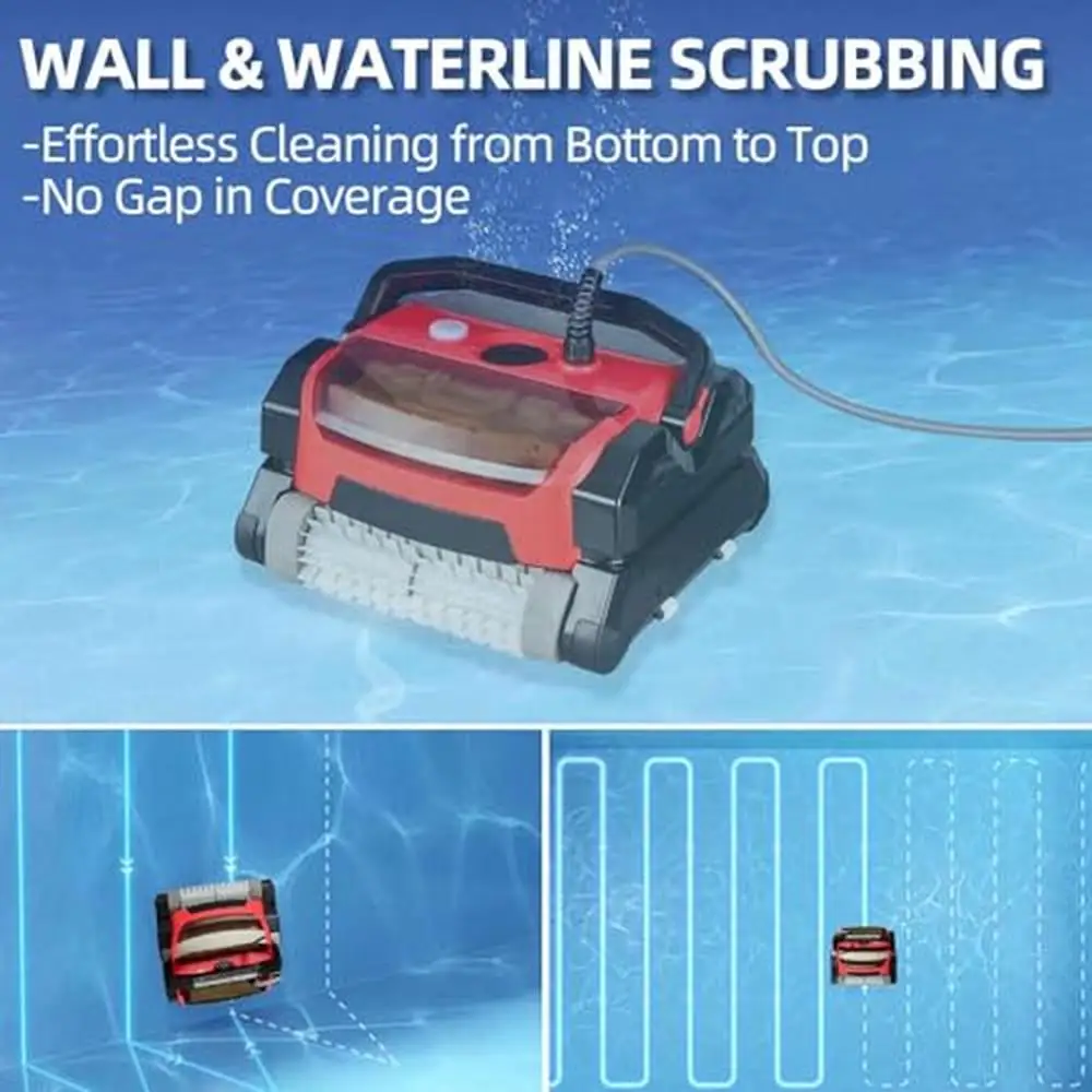 Pool Robotic Cleaner Dual Filter Baskets Automatic Wall Climbing 20 m³/h