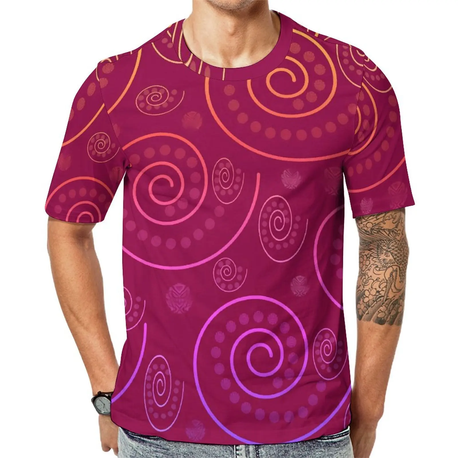 Oversized T Shirt Summer Abstract Swirls T-Shirts Retro Print Classic O Neck Tshirt Male Trending Printed Tees