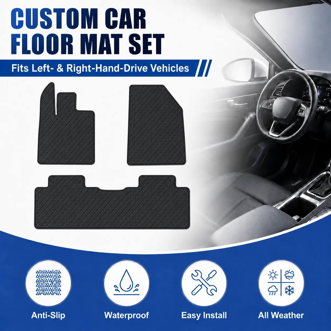 Customized Car Floor Mats for BYD ATTO 2 2024-Current All-Weather Waterproof Anti-slip Flat Floor Liners Car Auto Accessories