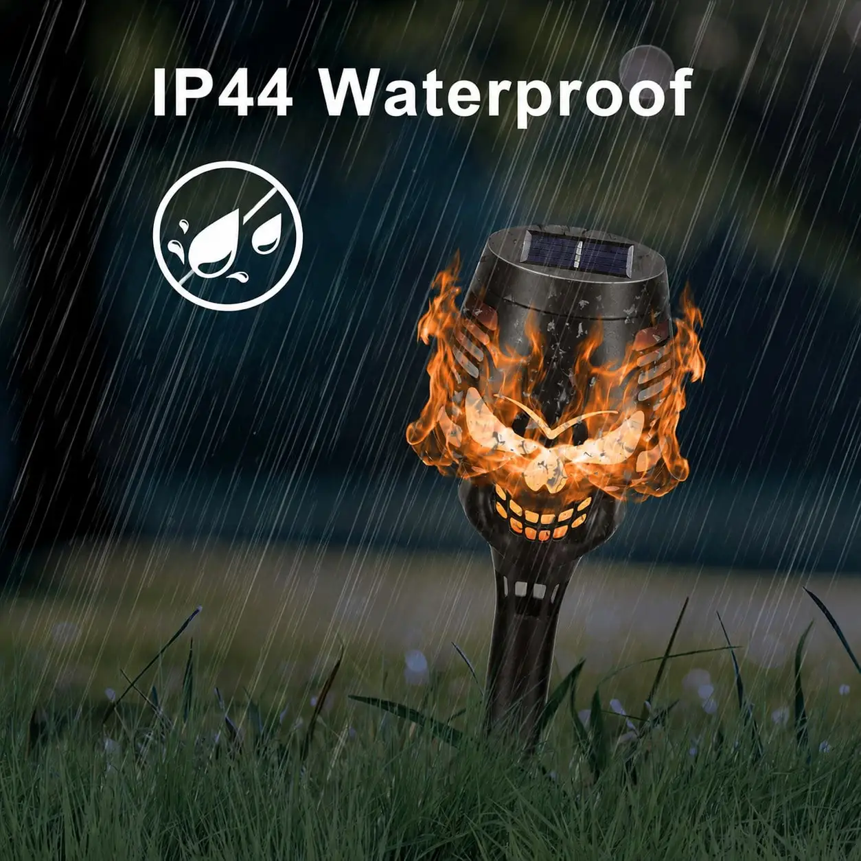 4/8Pack Solar Torch Lawn Lights, Flickering Ghost Skull Lights, IP44 Weatherproof, Windproof Durable Multi-Purpose Halloween