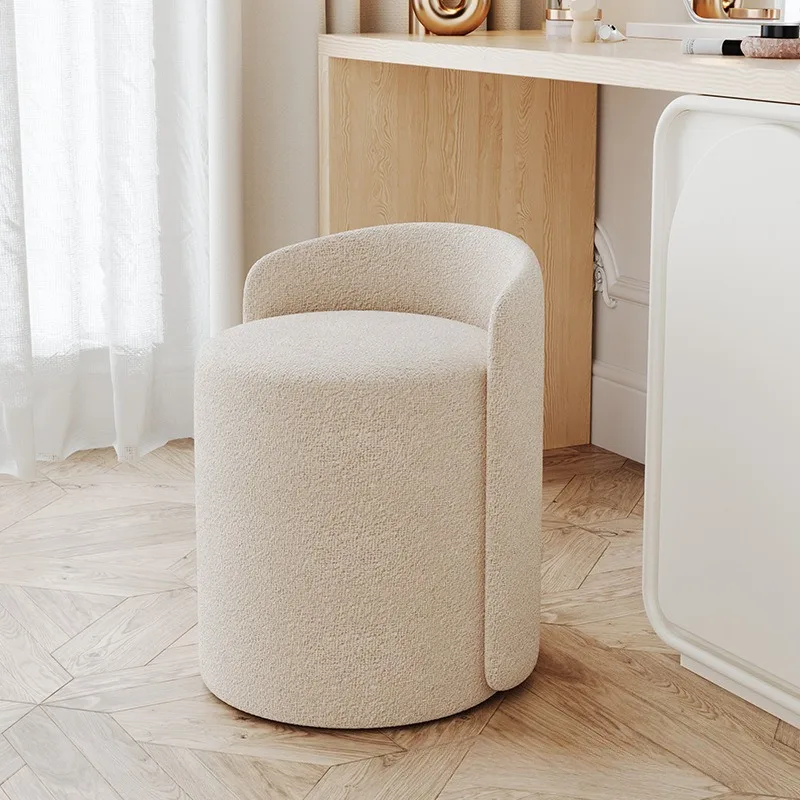 Backrest Vanity Stool Comfortable Minimalist Rotating Dresser Chair Girls Elegant Bedroom Chair Stylish Luxury Upholstered Stool view 4