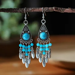 Ethnic Vintage Boho Drop Dangle Earrings For Women Water Drop Long Jewelry Beads Tassel Female Wedding Bohemian Earrings Gift