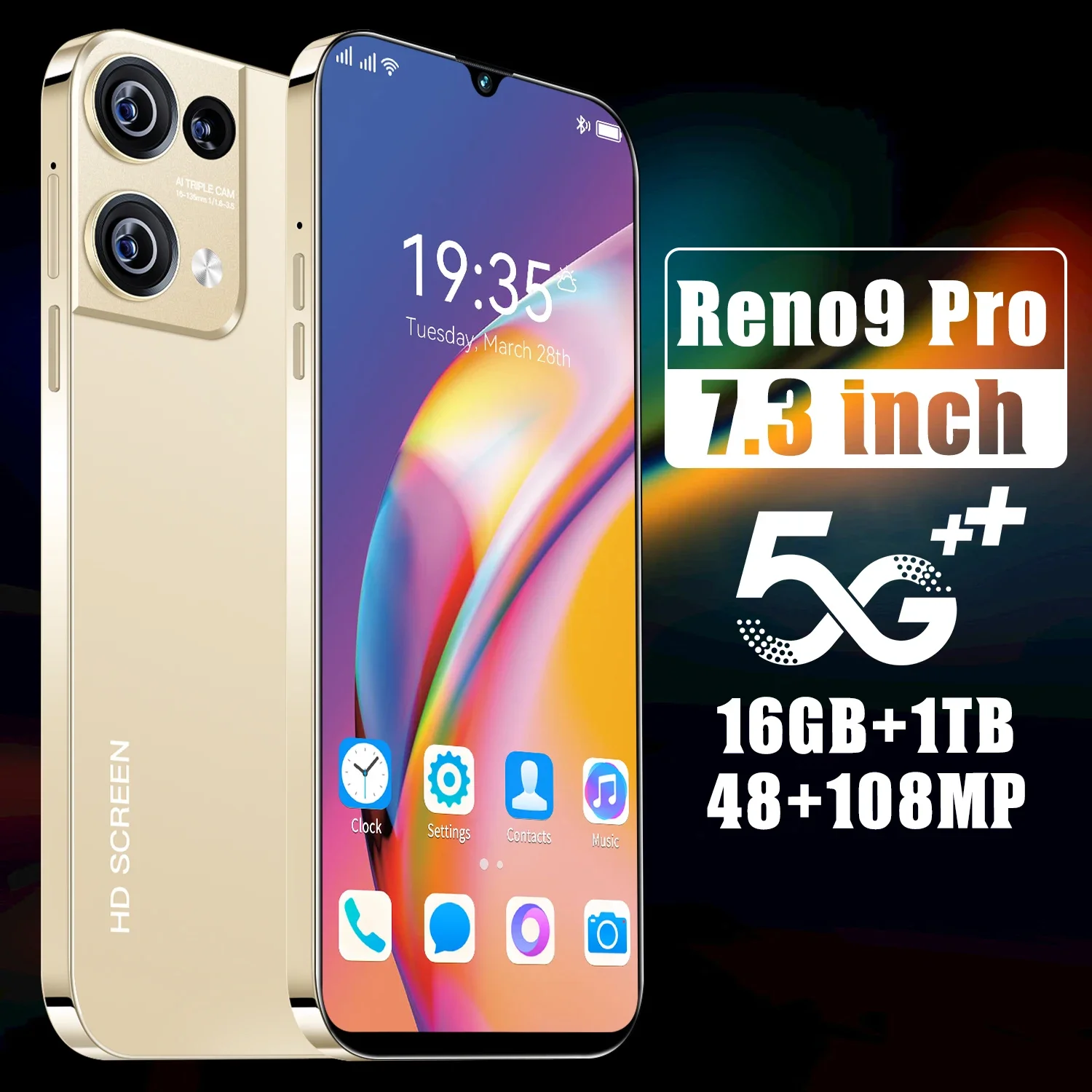 

Reno9 Pro Smartphone 7.3inch Original Global Version Android13 Mobile Phone Snapdragon 8 gen 2 Cell Phone 5G Dual Sim Cellphones