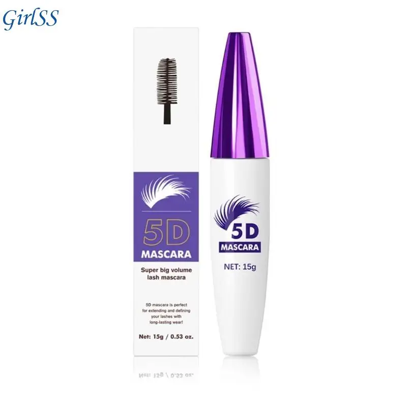 Rímel fibra seda 5D para volume e ondulação elegantes com aplicação sem esforço Rímel à prova manchas para mulheres