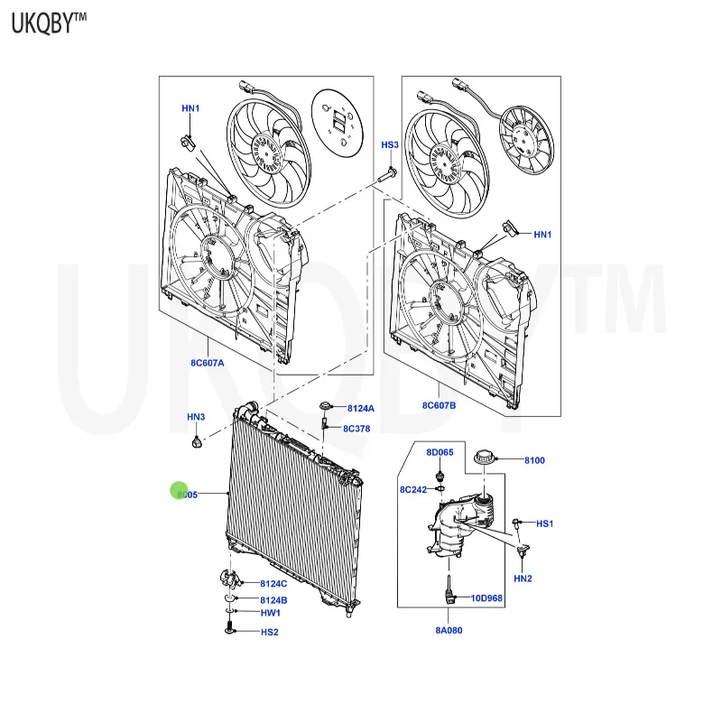 The fifth generation La nd Ro ve r Di sc ov er y 2017 LR062425 radiator assembly