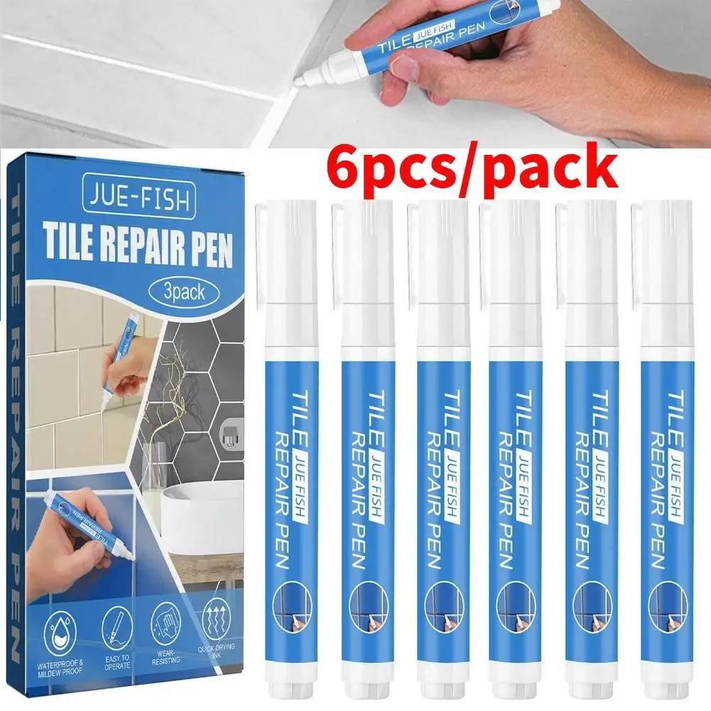 6pcs/pack Grout Pen Touch Repair Marker Tile Restore And Renew Grout Lines Quick Dry Tile Grout Squeeze Tube Sealer