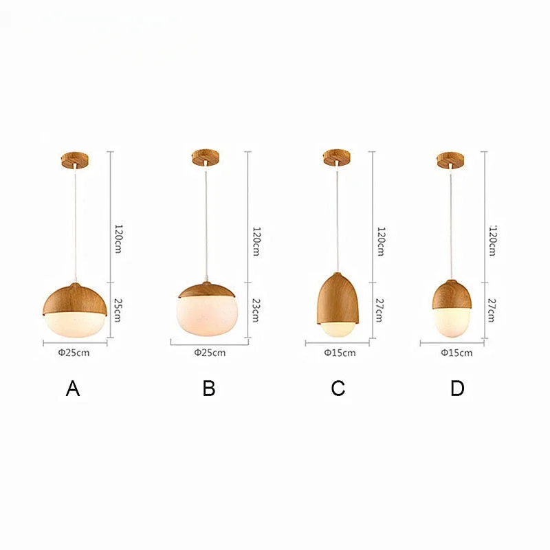 

Nordic Wood Grain Iron Glass Pendant Lamp Modern round E27 Screw Base 110-240V Hanging Light for Living Room Bedroom Decor
